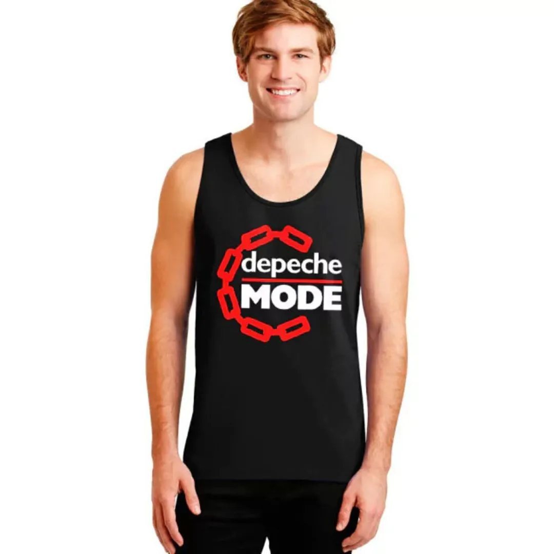 Camiseta regata Depeche Mode, banda new wave, anos 80, estampa exclusiva, tamanhos unisex - artesanato de Lado B Rock Camisetas