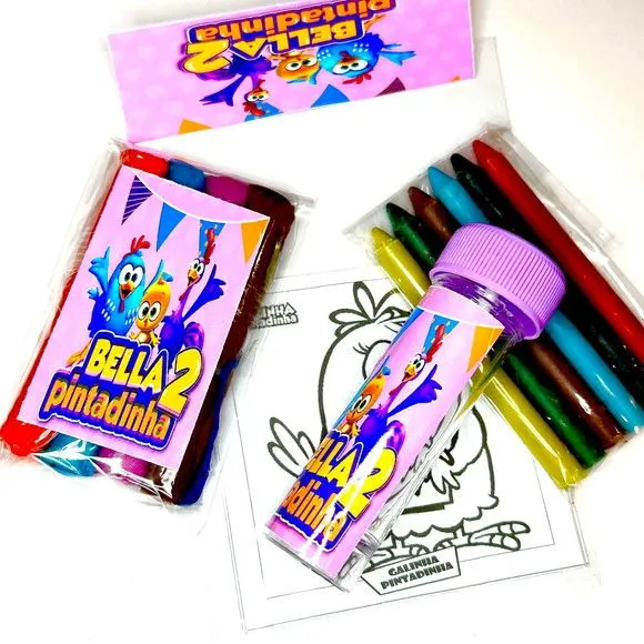 Kit Massinha + Giz + Bolha Galinha Pintadinha Personalizado - foto 2