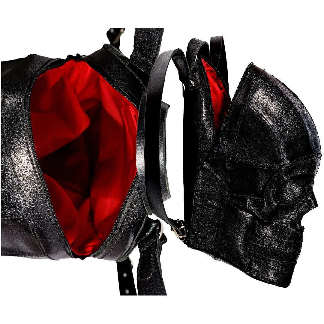 Mochila de couro natural - Caveira preta Grande - foto 4