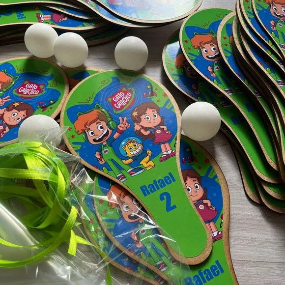 Raquete Ping Pong - Gato Galactico - feito à mão por Mi Papelaria Criativa