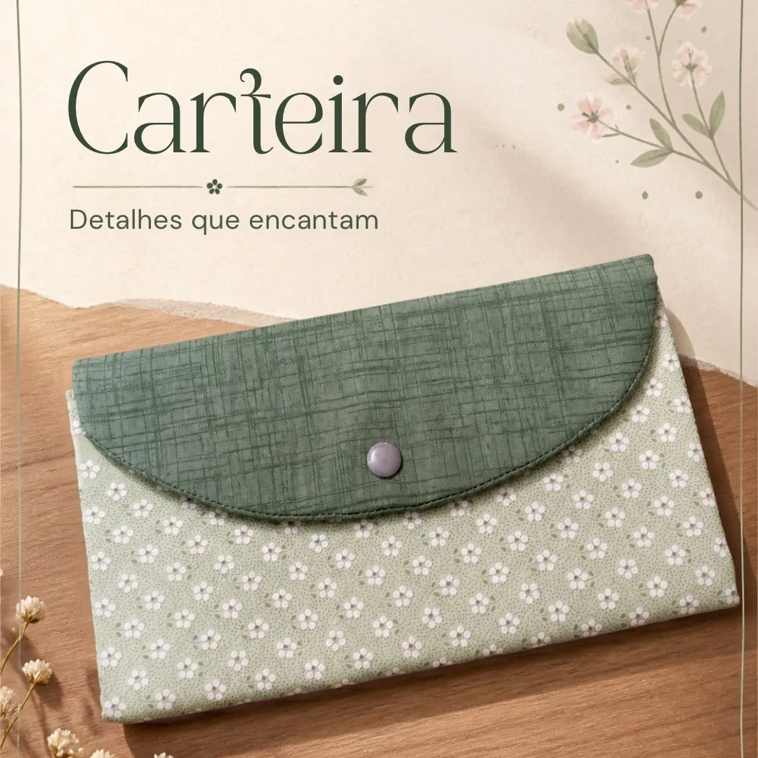 Carteira feminina botão 1 - artesanato de Djulik