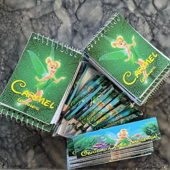 Bloquinho Tinker Bell Personalizado - feito à mão por Artmanha Lembrancinhas