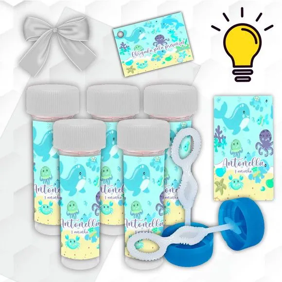 Bolinha de Sabão Fundo do Mar Personalizada - artesanato feito à mão por Mi Papelaria Criativa