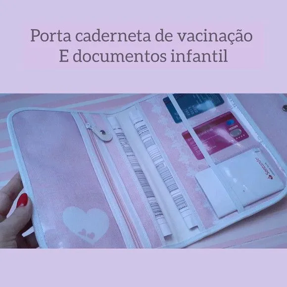 Porta Documentos Infantil - Coração - artesanato feito à mão por Innovare Studio