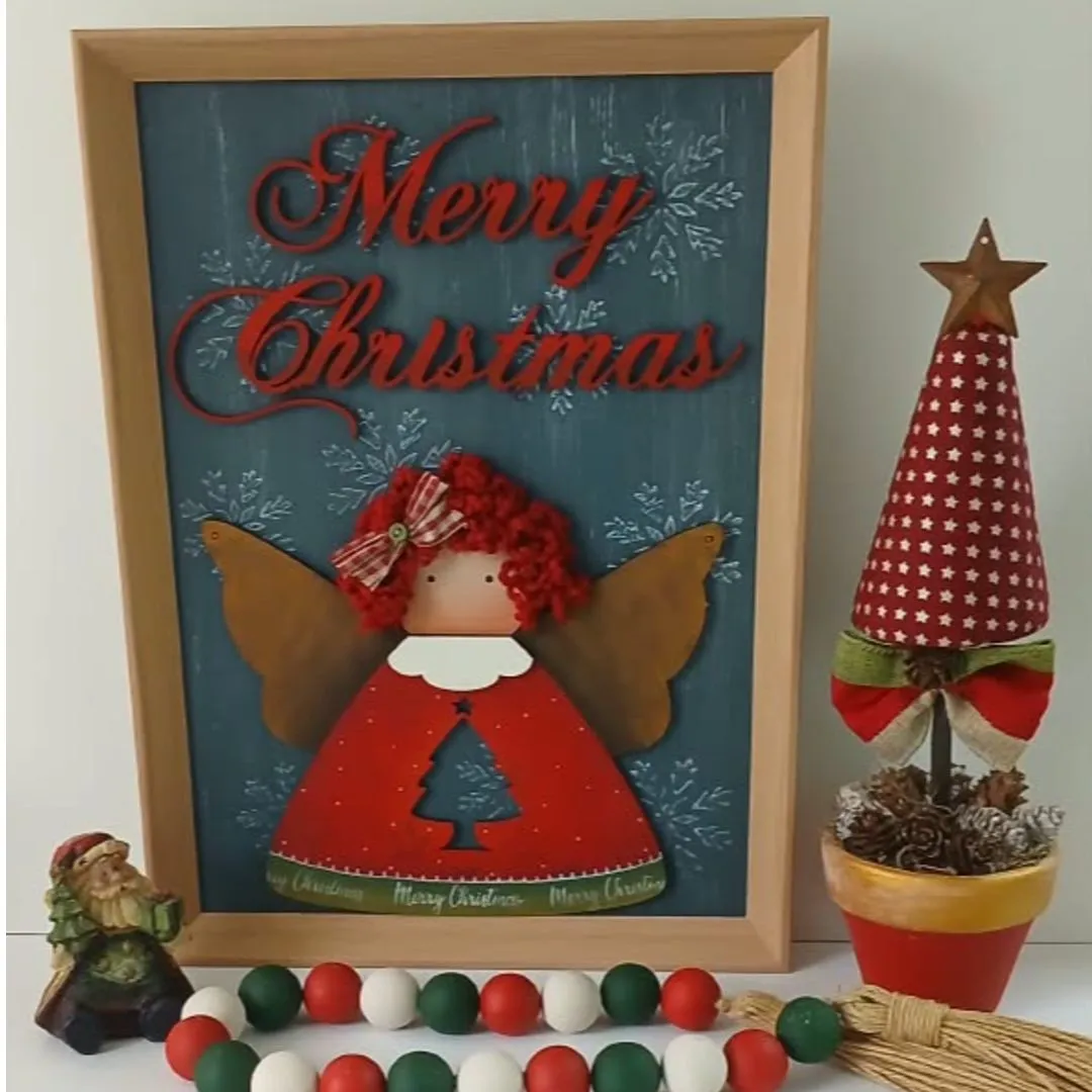 Quadro decorativo de Natal Anjo - Merry Christmas - foto 2