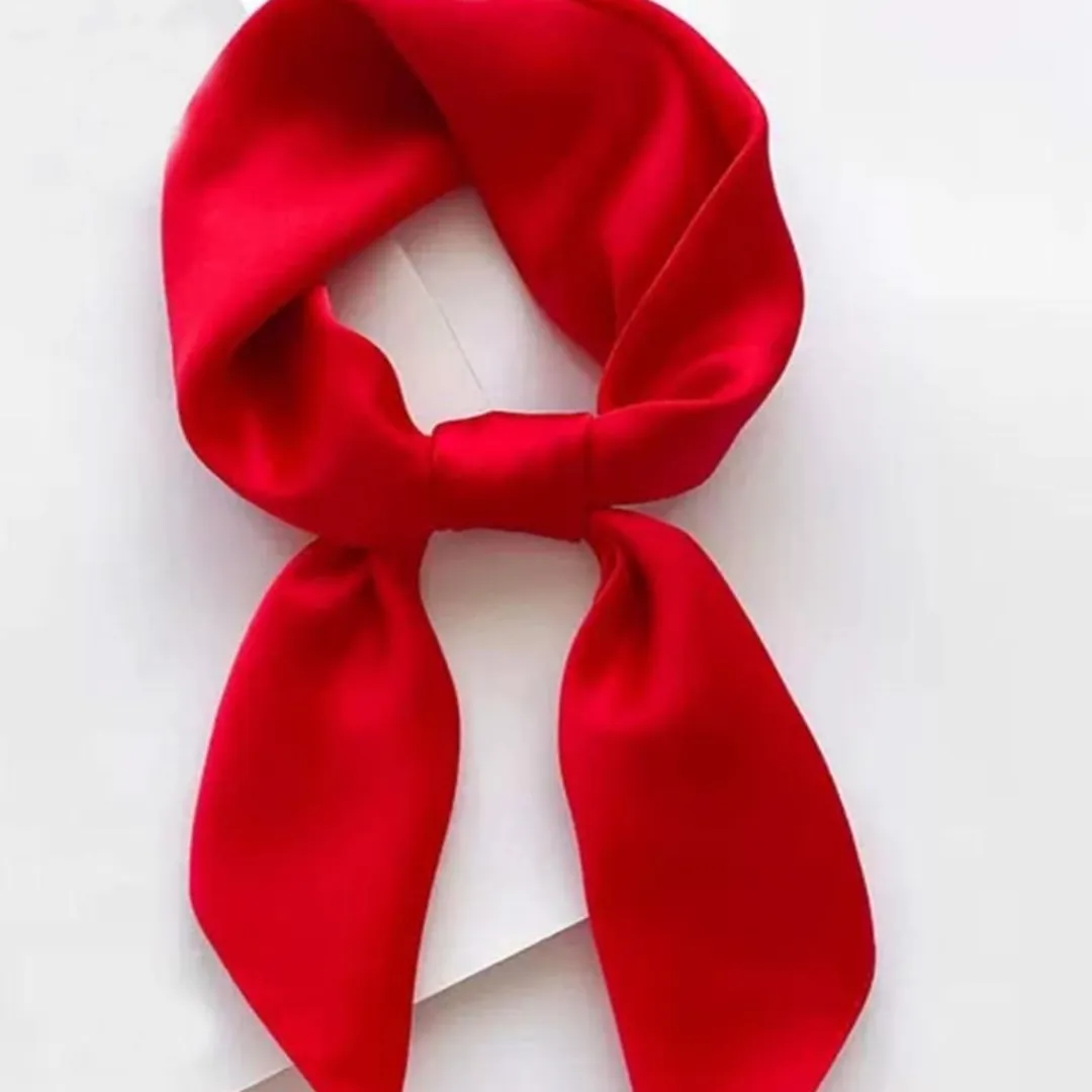 Lenço Vermelho 50x50 Cetim Lenço de Pescoço Acessório Feminino Bandana Festa - foto 3