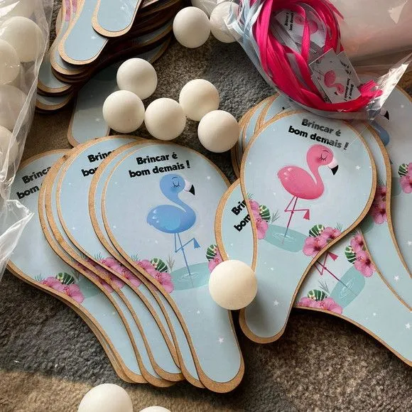 Raquete Ping Pong - Flamingo - feito à mão por Mi Papelaria Criativa