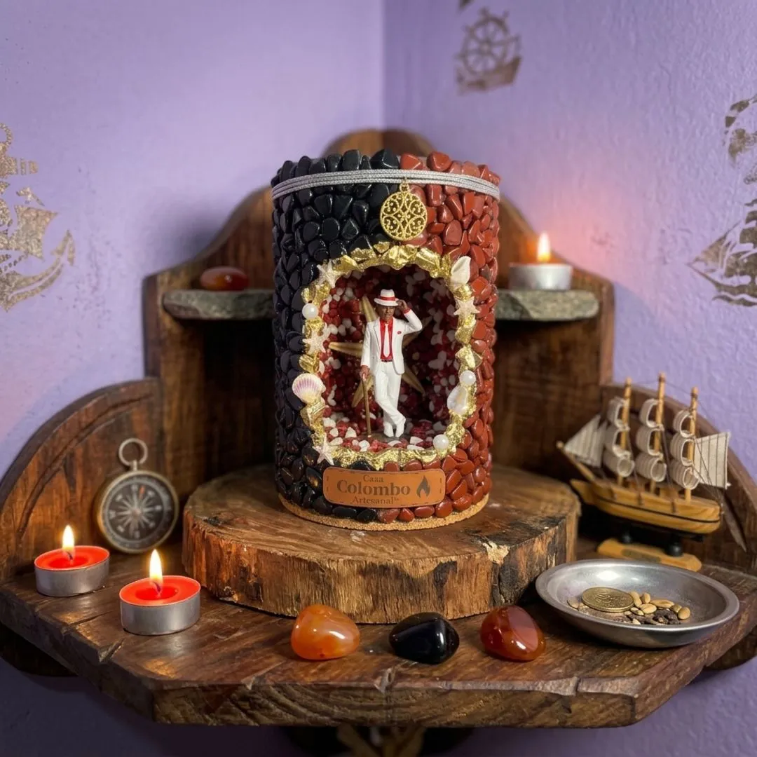 Gruta Sagrada Orixá Artesanal com LED e Castiçal 16cm - Totalmente Personalizável - foto 2