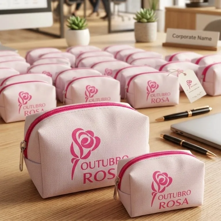 Mini Necessaire Outubro Rosa Personalizada | Brindes - foto 2