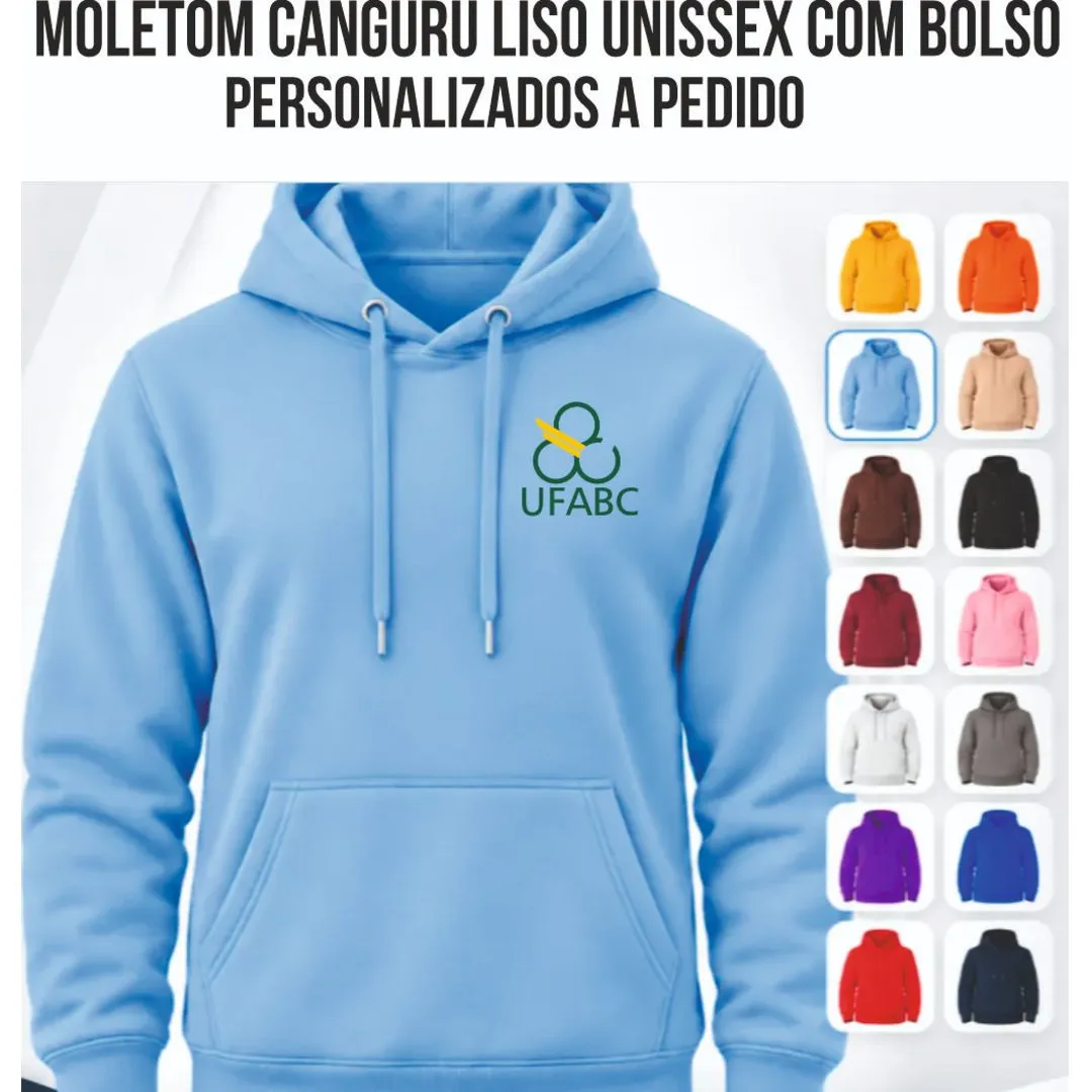 Moleton Canguru Unissex com Bolso - Personalizado a Pedido - Tamanhos p-m-g-gg -(personalização tamanho bolso frente) - foto 2