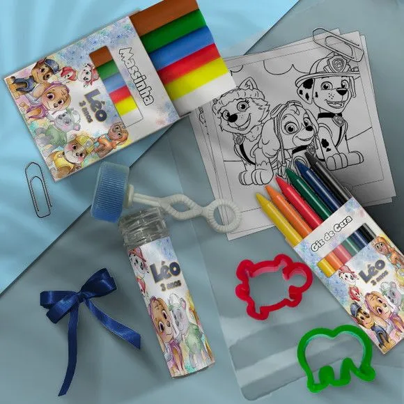 Kit Massinha Infantil Patrulha Canina Personalizado - feito à mão por Mi Papelaria Criativa