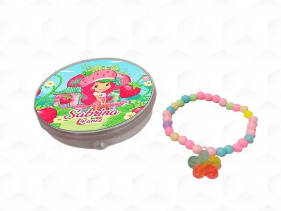 Latinha + Pulseira Moranguinho Personalizada - artesanato feito à mão por creativitybynina