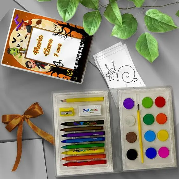 Estojo de Pintura 24pç - Halloween Personalizado - artesanato feito à mão por Mi Papelaria Criativa