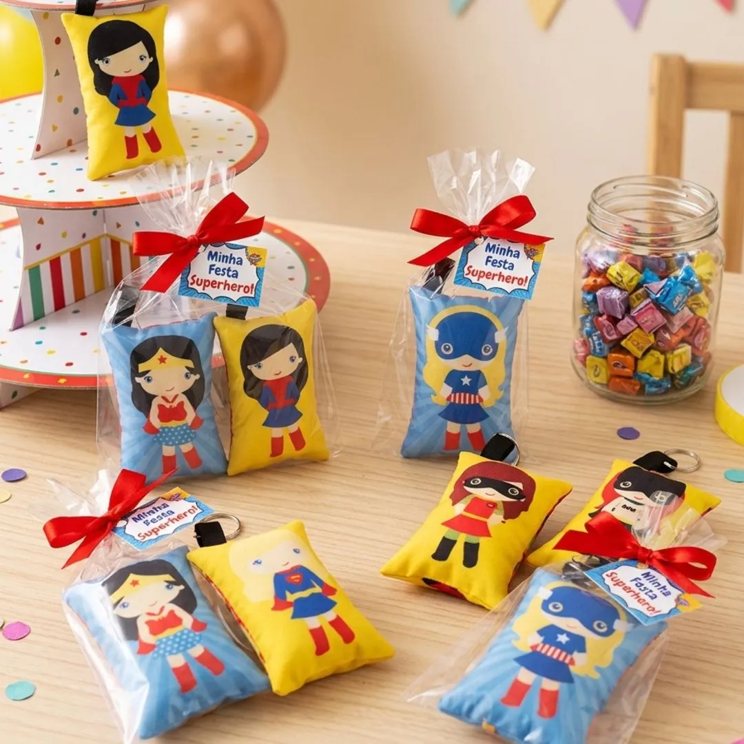 Chaveiro Almofadinha Super-Heroínas Personalizado | Lembrancinha Infantil - foto 3
