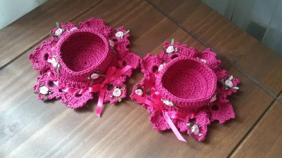 Conjunto de Porta Velas em Crochê Magenta - foto 2