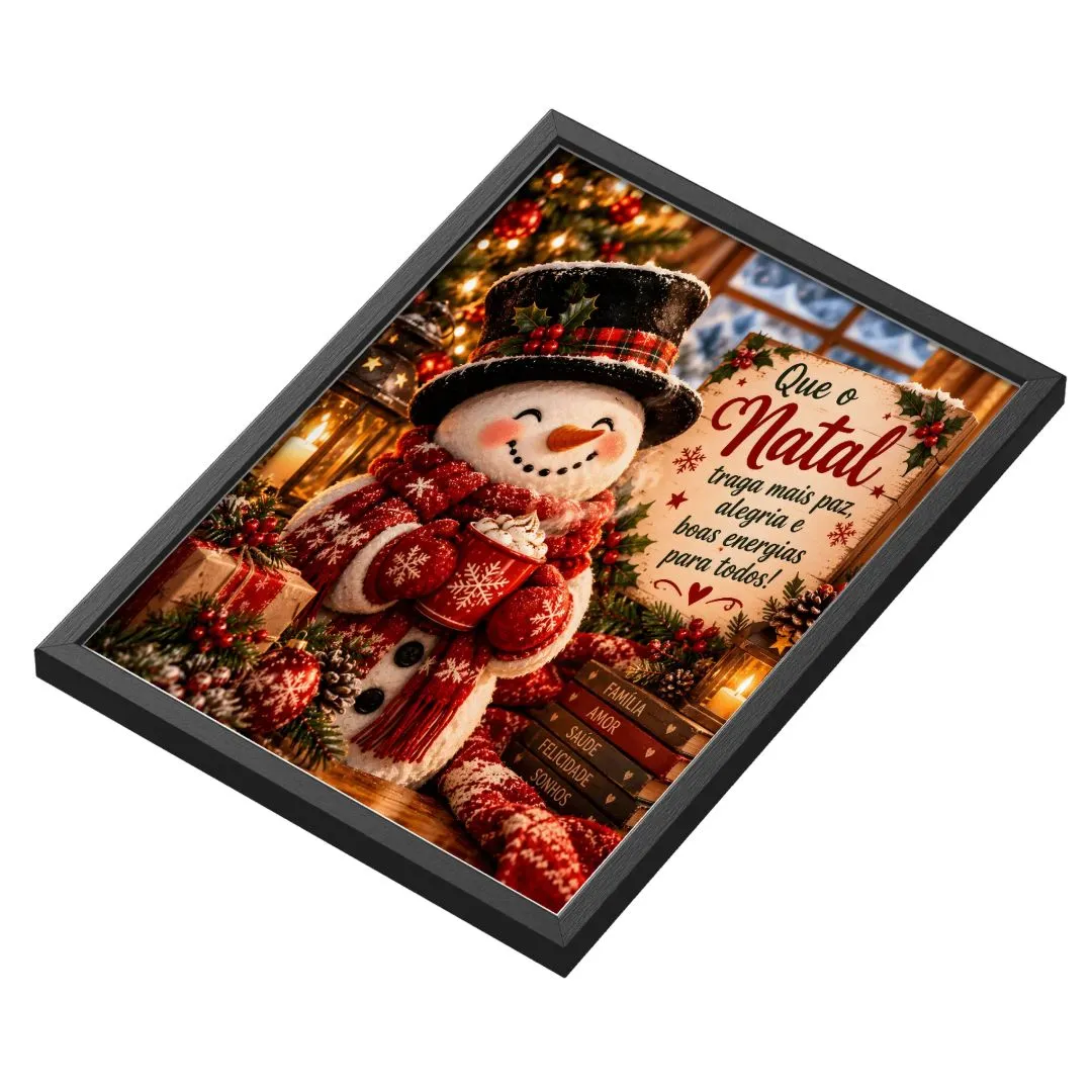 Quadro Boneco de Neve Natalino com Mensagem A3 - foto 3