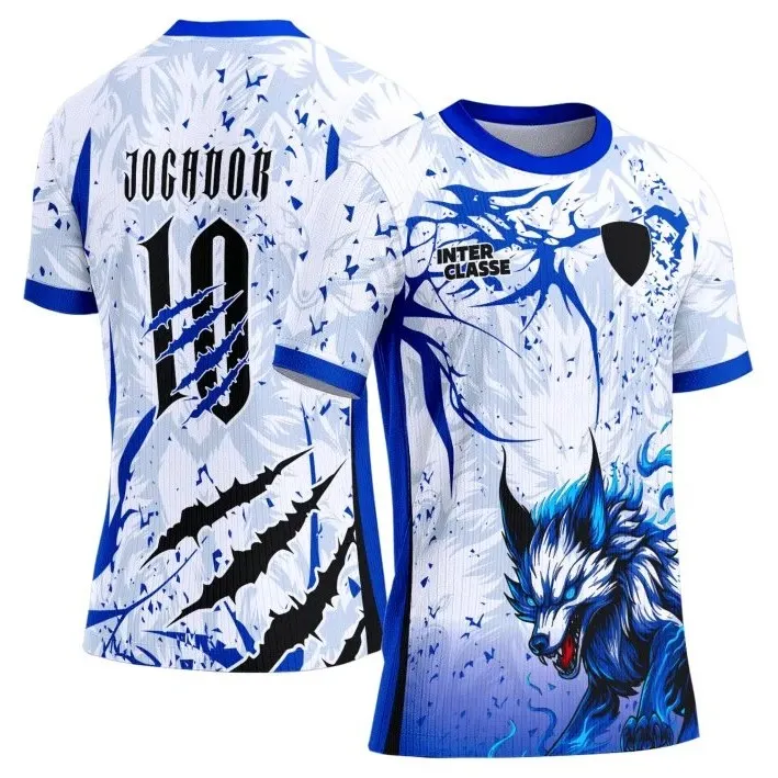 Camisa Interclasse Modelo 274 Lobo Azul e Branco - artesanato de JD PRINT 3D