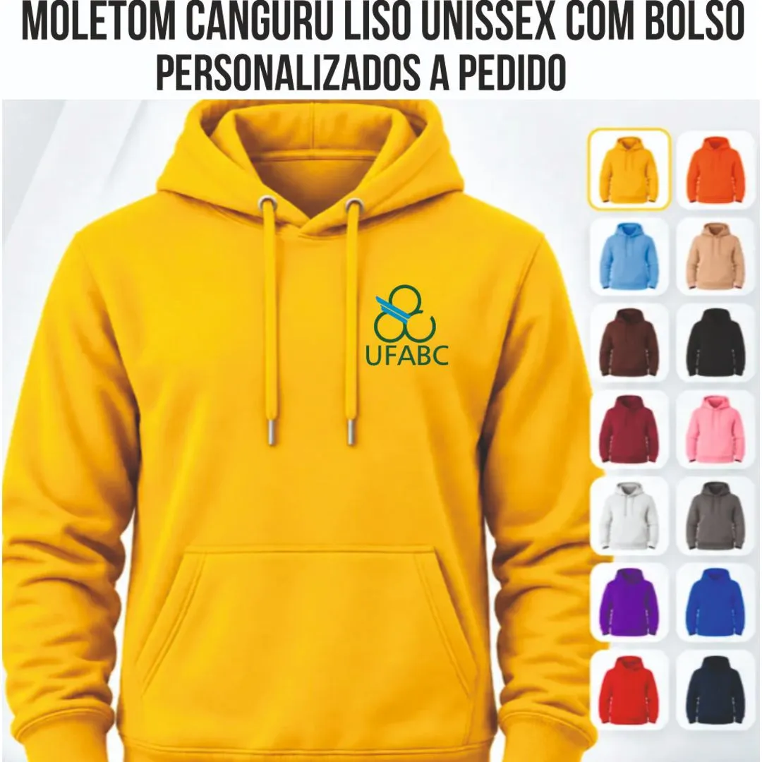 Moleton Canguru Unissex com Bolso - Personalizado a Pedido - Tamanhos p-m-g-gg -(personalização tamanho bolso frente) - foto 4