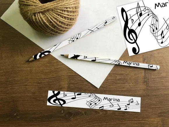 Lápis Notas Musicais Personalizado - feito à mão por Mi Papelaria Criativa