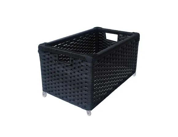 Cesto Caixote Sintético Preto 60x40x50 Rodizios - artesanato de Mundo Urbano