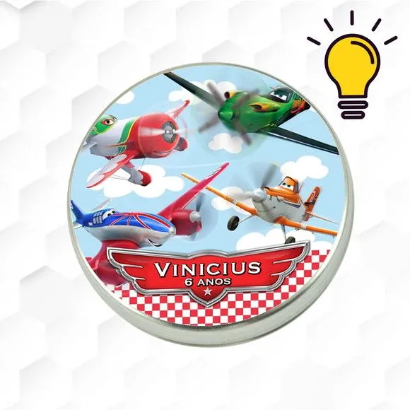 Latinha Metalizada Aviões Disney Personalizada - feito à mão por Mi Papelaria Criativa