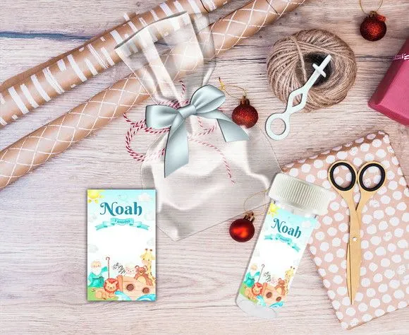 Bolha de Sabão Arca de Noé Personalizada - feito à mão por Artmanha Lembrancinhas