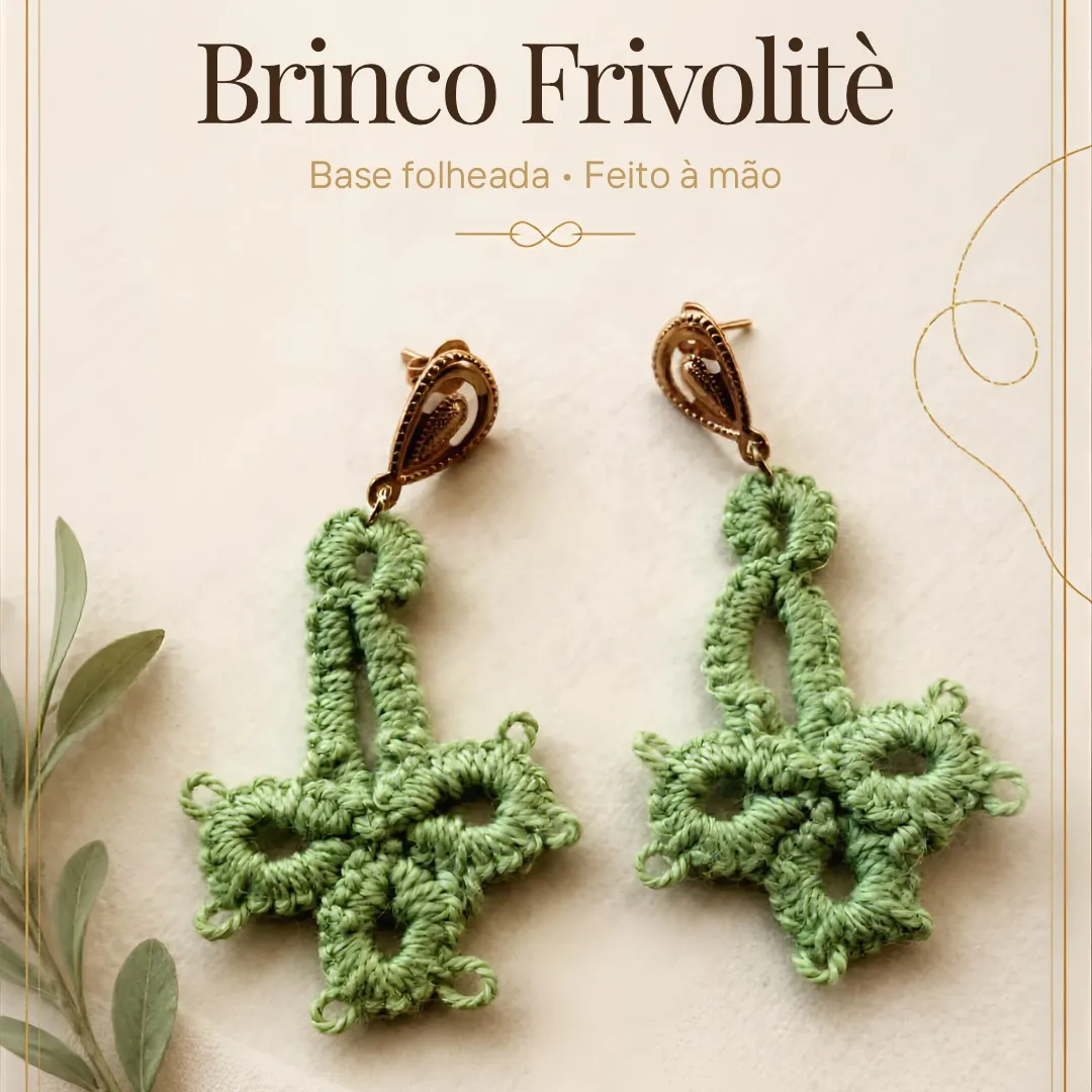 Brinco Frivolitè 4 - artesanato feito à mão por Djulik