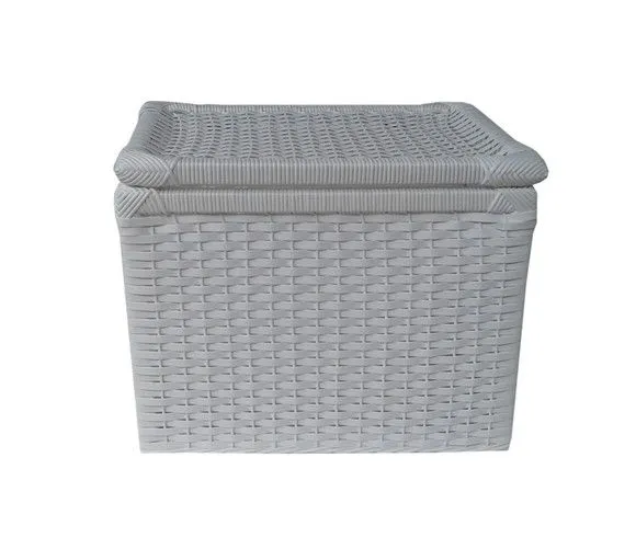 Kit C/ 2 Cestos Vime Sint. Branco 50x30x55 e 30x20x40 - artesanato de Mundo Urbano