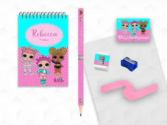 Bloquinho+ Borracha e Apontador Lol Suprime Personalizada - artesanato feito à mão por creativitybynina