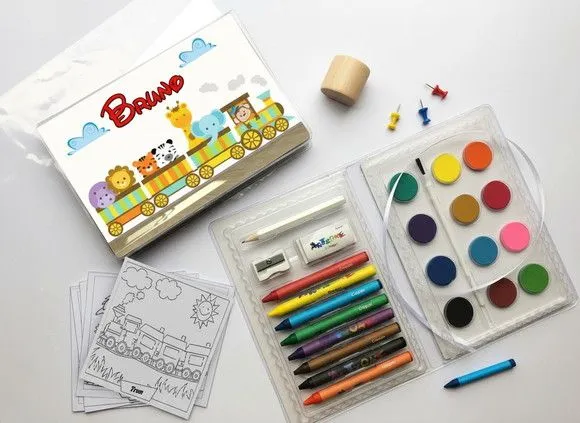 Estojo de Pintura Trenzinho Personalizado - artesanato feito à mão por Mi Papelaria Criativa