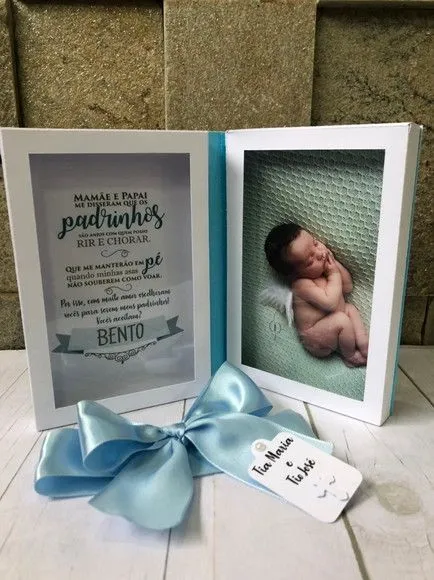 Caixa convite com foto para padrinhos de batismo - foto 2