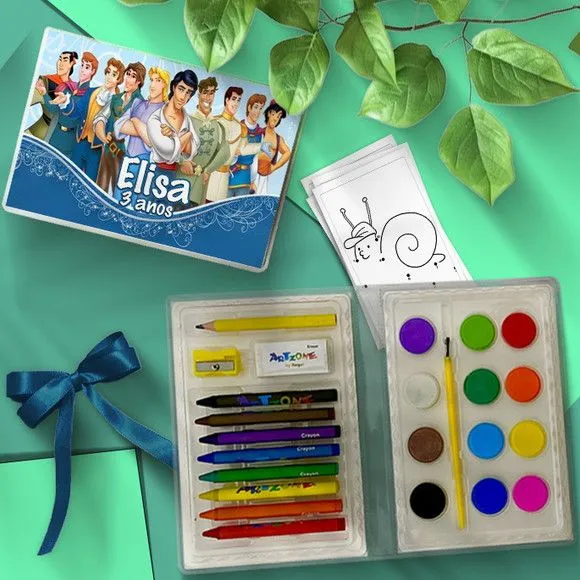 Estojo de Pintura - Príncipes Disney Personalizado - artesanato feito à mão por Mi Papelaria Criativa