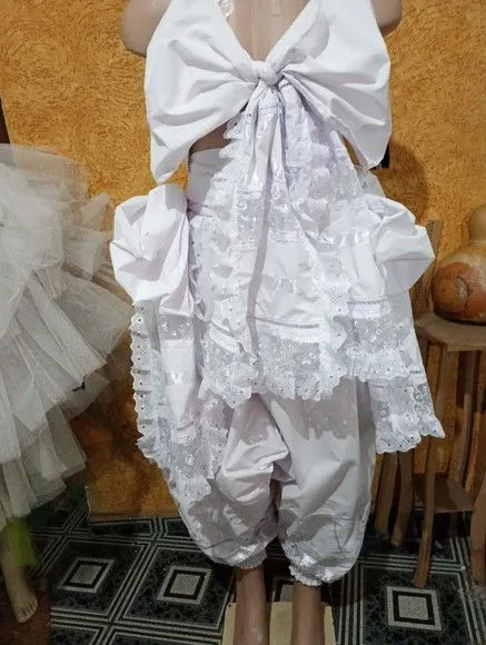 Conjunto Bombacho Branco Luxo - artesanato feito à mão por Ateliê Ofatemi