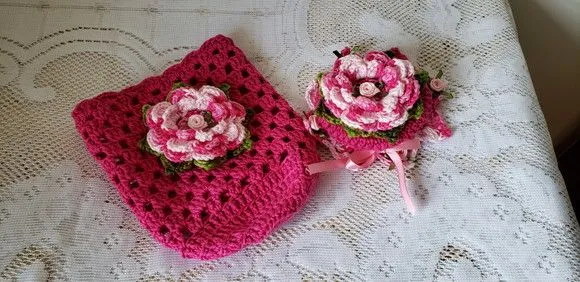 Capa para Potes 500 Grs Crochê Flash Flores Rosa Mesclado - foto 5