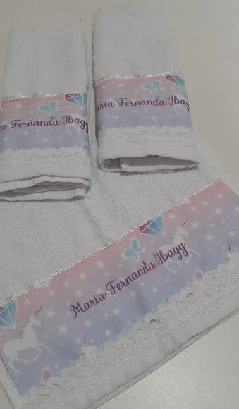 Toalha de mão personalizada Unicórnio - artesanato feito à mão por Innovare Studio