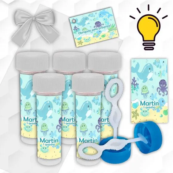 Bolinha de Sabão Fundo do Mar Personalizada - artesanato feito à mão por Mi Papelaria Criativa