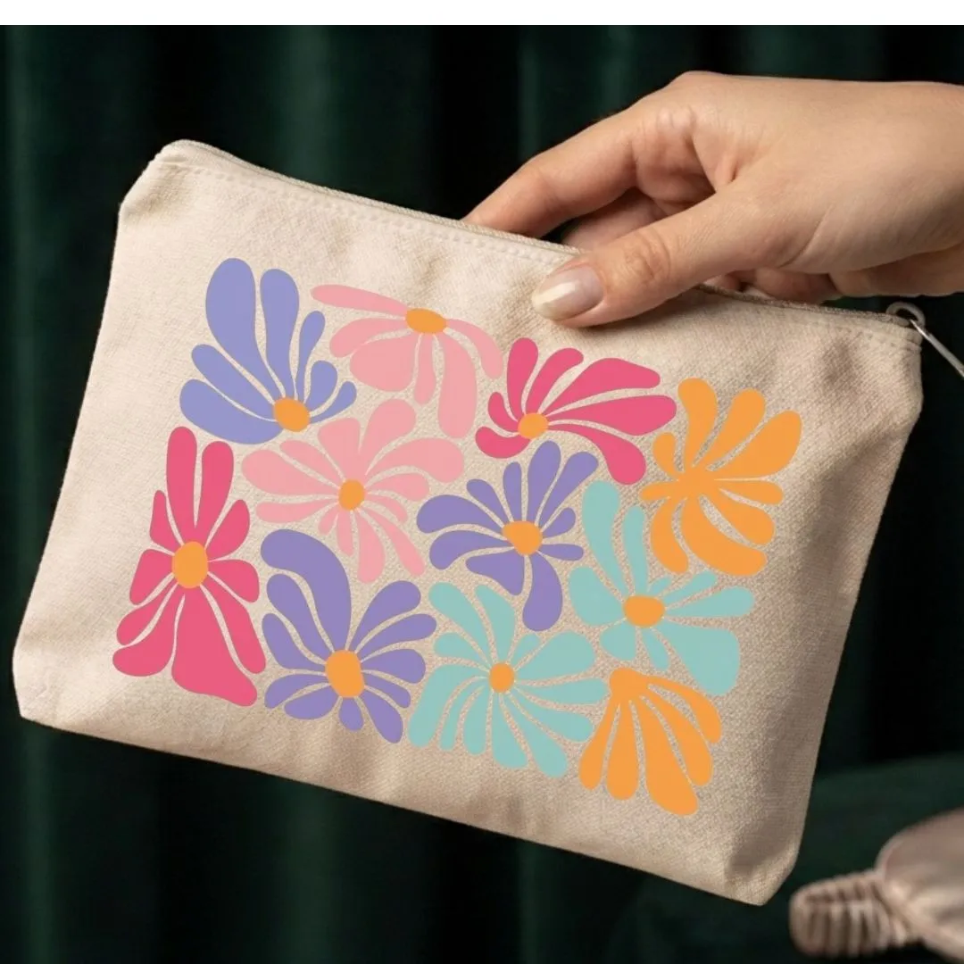 Kit Ecobag Necessaire E Chaveiro Presente Feminino Criativo Flores Vintage - foto 3