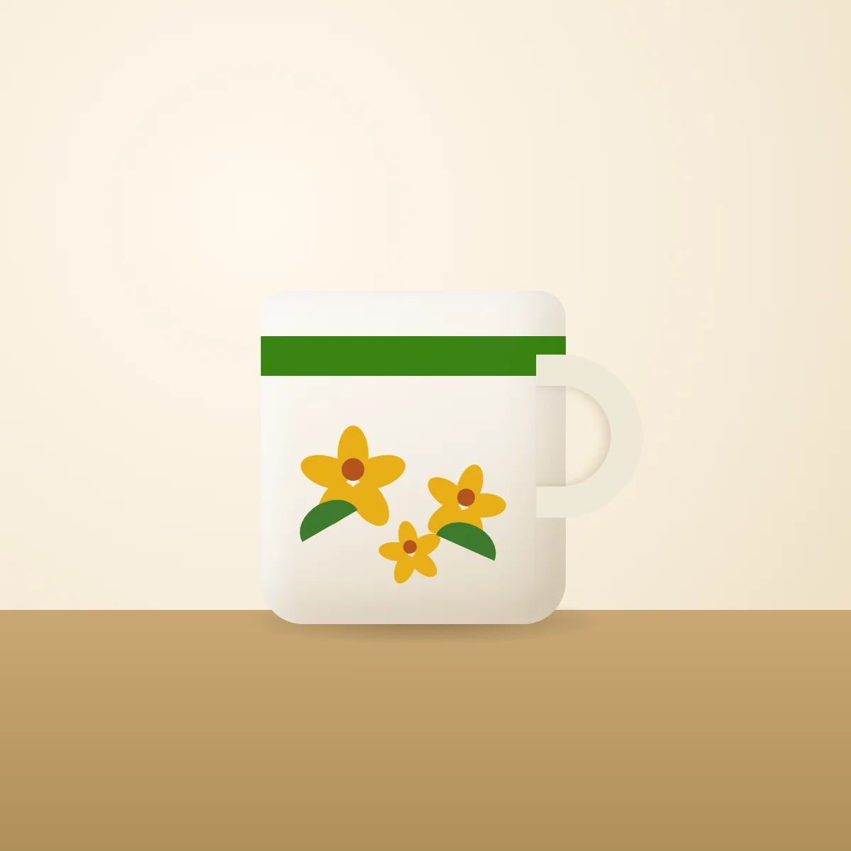 Caneca de Cerâmica Pintada à Mão - Flores do Cerrado - artesanato feito à mão por Maria Artesanato