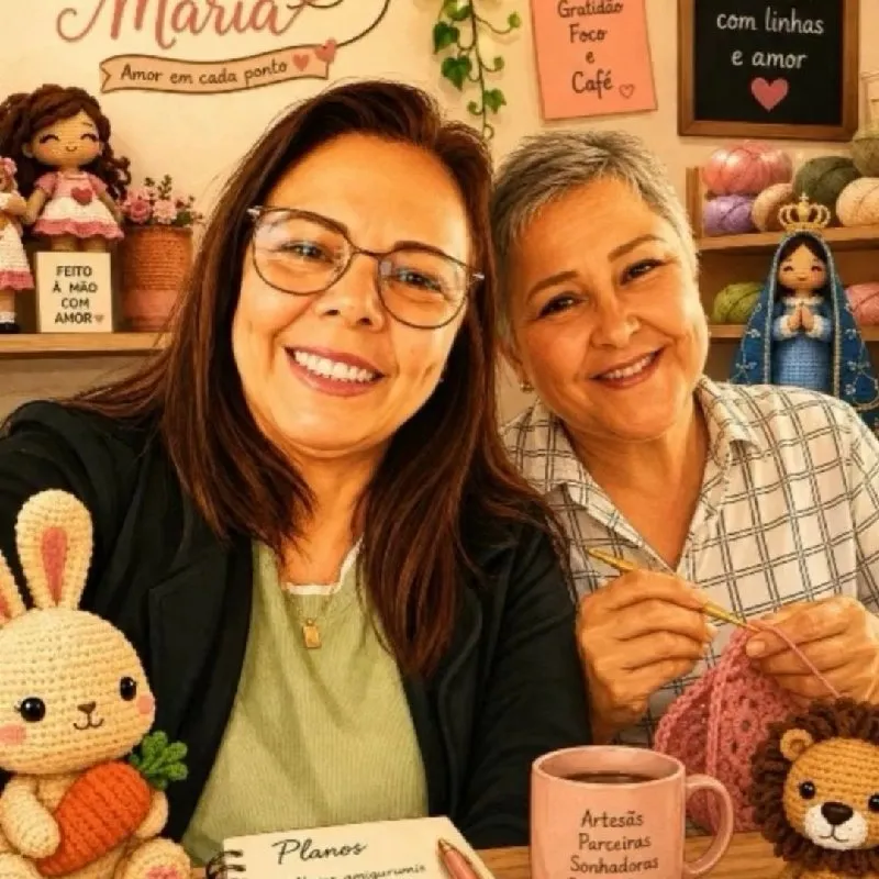 Foto de crocheteria com a Maria